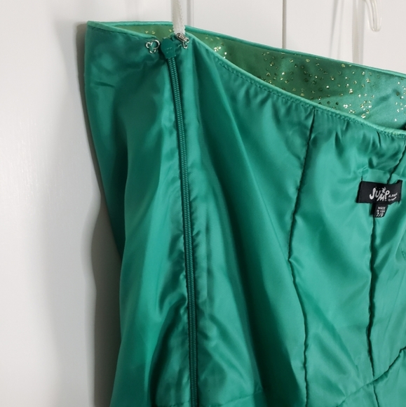 Jump Apparel Strapless Ombre Yellow Green Long Prom Dress Glitter Crinolin 7/8 - Picture 10 of 16